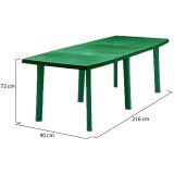 Tavolo da Esterno Verde 10 Posti Meccanismo Estensione Allunga Centrale 216x90x72h cm, Allungabile Made in Italy - Crossley