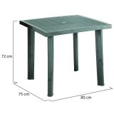 Tavolo da Esterno Verde 4 Posti Tavolo Tavolo da Esterno Fisso 80x75x72h cm, Lunghezza Massima 80 cm Made in Italy - Tessner