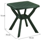 Tavolo da Esterno Verde 4 Posti Tavolo Tavolo Fisso Quadrato 70x70x72h cm, Lunghezza Massima 70 cm Made in Italy - Straven