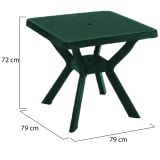 Tavolo da Esterno Verde 4 Posti Tavolo Tavolo Fisso Quadrato 79x79x72h cm, Lunghezza Massima 79 cm Made in Italy - Normandy