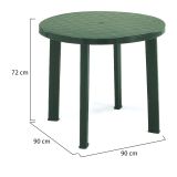 Tavolo da Esterno Verde 4 Posti Tavolo Tavolo Fisso Rotondo 90x90x72h cm, Lunghezza Massima 90 cm Made in Italy - Brooksdale