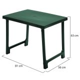 Tavolo da Esterno Verde 6 Posti Tavolo Tavolo Fisso Rettangolare 81x56x63h cm, Lunghezza Massima 81 cm Made in Italy - Beechwood