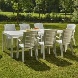 Tavolo da giardino allungabile 8-10 posti 150-220x90cm bianco - Arabesch