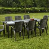 Tavolo da giardino allungabile 8-10 posti 150-220x90cm effetto doghe antracite - Arabesch