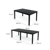 Tavolo da giardino allungabile 8-10 posti 150-220x90cm effetto doghe antracite - Arabesch