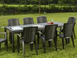 Tavolo da giardino allungabile 8-10 posti 150-220x90cm effetto doghe antracite - Arabesch