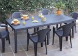 Tavolo da giardino allungabile 8-10 posti 150-220x90cm effetto rattan antracite - Abbaviva