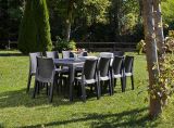 Tavolo da giardino allungabile 8-10 posti 150-220x90cm effetto rattan antracite - Abbaviva