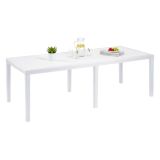 Tavolo da giardino allungabile 8-10 posti 150-220x90cm effetto rattan bianco - Abbaviva