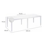 Tavolo da giardino allungabile 8-10 posti 150-220x90cm effetto rattan bianco - Abbaviva