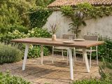 Tavolo da giardino allungabile 8-10 posti 162-241x100cm bianco e tortora - Quispamsis