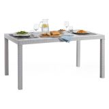 Tavolo da giardino effetto rattan 10 posti 150x90cm bianco - Adila