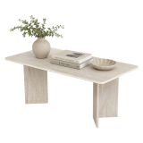 Tavolo Fisso Beige Marmo 6 Posti Forma Rettangolare 180x90x75h cm, Materiale Piano in Legno Nobilitato - Noleme