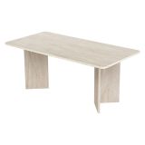 Tavolo Fisso Beige Marmo 6 Posti Forma Rettangolare 180x90x75h cm, Materiale Piano in Legno Nobilitato - Noleme