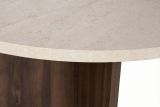 Tavolo Fisso Beige Marmo Marrone Noce 4 Posti Forma Rotondo 120x120x75h cm, Colore Ripiano Beige - Racale