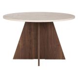 Tavolo Fisso Beige Marmo Marrone Noce 4 Posti Forma Rotondo 120x120x75h cm, Colore Ripiano Beige - Racale