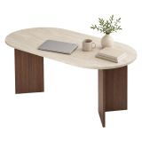 Tavolo Fisso Beige Marmo Marrone Noce 6 Posti Forma Ovale 180x90x75h cm, Colore Ripiano Beige - Monterano