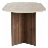 Tavolo Fisso Beige Marmo Marrone Noce 6 Posti Forma Ovale 200x90x75h cm, Colore Ripiano Beige - Nofalota