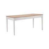 Tavolo fisso Besozzo, Ripiano da cucina, Consolle per sala da pranzo, Ripiano rettangolare fisso, 180x60 h80 cm, Bianco e Marrone