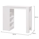 Tavolo Fisso Bianco 2 Posti Forma Rettangolare 120x50x105h cm, Materiale Piano in Legno Nobilitato - Sedriano