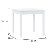 Tavolo Fisso Bianco 4 Posti Forma Quadrato 80x80x76h cm, Materiale Piano in Legno Nobilitato - Lofaka