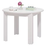 Tavolo Fisso Bianco 4 Posti Forma Rotondo 106.5x106.5x76.5h cm, Materiale Piano in Legno Nobilitato - Gorlago