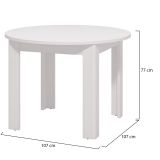 Tavolo Fisso Bianco 4 Posti Forma Rotondo 106.5x106.5x76.5h cm, Materiale Piano in Legno Nobilitato - Gorlago