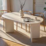Tavolo Fisso Bianco 6 Posti Forma Ovale 180x89.5x75h cm, Peso Supportato 70 kg - Monterano