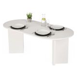 Tavolo Fisso Bianco 6 Posti Forma Ovale 180x89.5x75h cm, Peso Supportato 70 kg - Monterano