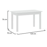 Tavolo Fisso Bianco 6 Posti Forma Rettangolare 120x70x76h cm, Materiale Piano in Legno Nobilitato - Litabana