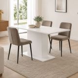 Tavolo Fisso Bianco 6 Posti Forma Rettangolare 138x80x74h cm, Materiale Piano in Legno Nobilitato - Litarari