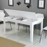 Tavolo Fisso Bianco 6 Posti Forma Rettangolare 145x88x75h cm, Peso Supportato 120 kg - Viverone