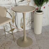 Tavolo Fisso Bianco Crema 2 Posti Forma Rotondo 60x60x106h cm, Sfumatura Colore Struttura Crema - Leh