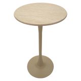 Tavolo Fisso Bianco Crema 2 Posti Forma Rotondo 60x60x106h cm, Sfumatura Colore Struttura Crema - Leh