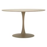 Tavolo Fisso Bianco Crema 4 Posti Forma Rotondo 120x120x86h cm, Sfumatura Colore Struttura Crema - Ceduna