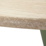 Tavolo Fisso Bianco Crema Verde 2 Posti Forma Rotondo 60x60x106h cm, Sfumatura Colore Struttura Crema - Leh