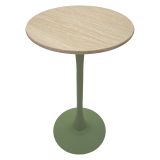 Tavolo Fisso Bianco Crema Verde 2 Posti Forma Rotondo 60x60x106h cm, Sfumatura Colore Struttura Crema - Leh