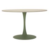 Tavolo Fisso Bianco Crema Verde 4 Posti Forma Rotondo 120x120x76h cm, Sfumatura Colore Struttura Crema - Coober