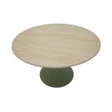 Tavolo Fisso Bianco Crema Verde 4 Posti Forma Rotondo 120x120x76h cm, Sfumatura Colore Struttura Crema - Coober