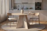Tavolo Fisso Bianco Marmo 4 Posti Forma Rotondo 120x120x75h cm, Peso Supportato 60 kg - Racale