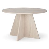 Tavolo Fisso Bianco Marmo 4 Posti Forma Rotondo 120x120x75h cm, Peso Supportato 60 kg - Racale