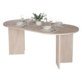 Tavolo Fisso Bianco Marmo 6 Posti Forma Ovale 180x89.5x75h cm, Peso Supportato 70 kg - Monterano