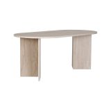 Tavolo Fisso Bianco Marmo 6 Posti Forma Ovale 180x89.5x75h cm, Peso Supportato 70 kg - Monterano