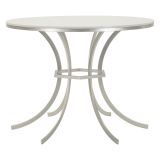 Tavolo Fisso Bianco Marmo Argento 2 Posti Piano Effetto Marmo 100x100x77h cm, Forma Rotondo - Otmar
