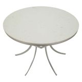 Tavolo Fisso Bianco Marmo Argento 2 Posti Piano Effetto Marmo 100x100x77h cm, Forma Rotondo - Otmar