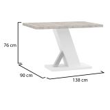 Tavolo Fisso Bianco Marmo Bianco 6 Posti Dettaglio Effetto Vetro 138x90x76h cm, Forma Rettangolare - Litopa