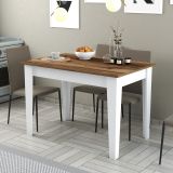 Tavolo Fisso Bianco Marrone 6 Posti Forma Rettangolare 110x72x75h cm, Peso Supportato 120 kg - Zane