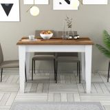 Tavolo Fisso Bianco Marrone 6 Posti Forma Rettangolare 110x72x75h cm, Peso Supportato 120 kg - Zane