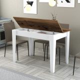 Tavolo Fisso Bianco Marrone 6 Posti Forma Rettangolare 110x72x75h cm, Peso Supportato 120 kg - Zane