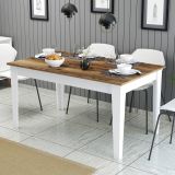 Tavolo Fisso Bianco Marrone Noce 6 Posti Forma Rettangolare 145x88x75h cm, Peso Supportato 120 kg - Sicura